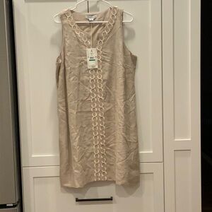 Tommy Bahama Tan Geo Embroidered Dress